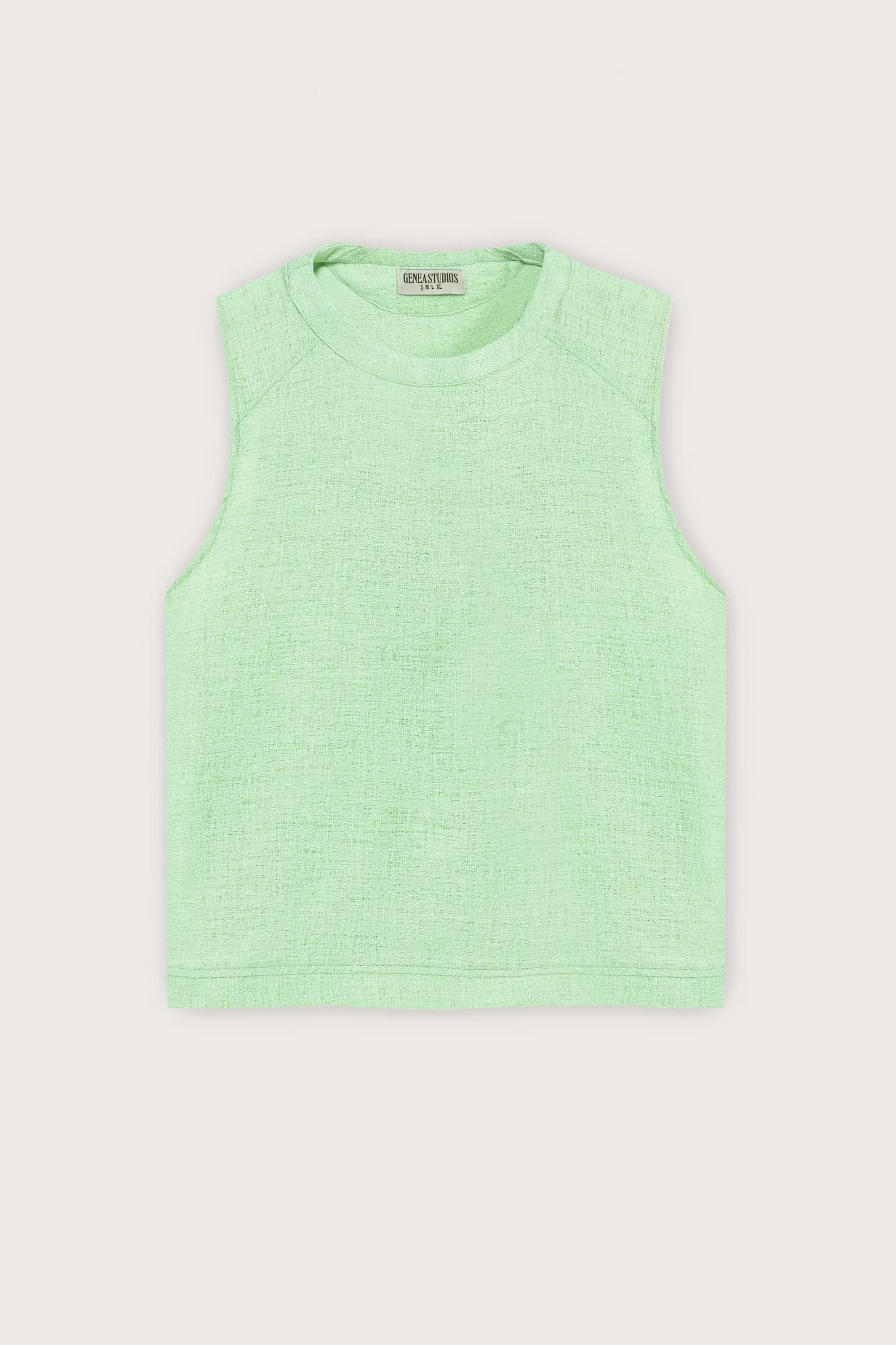 Mint Linen Texture Sleeveless Top